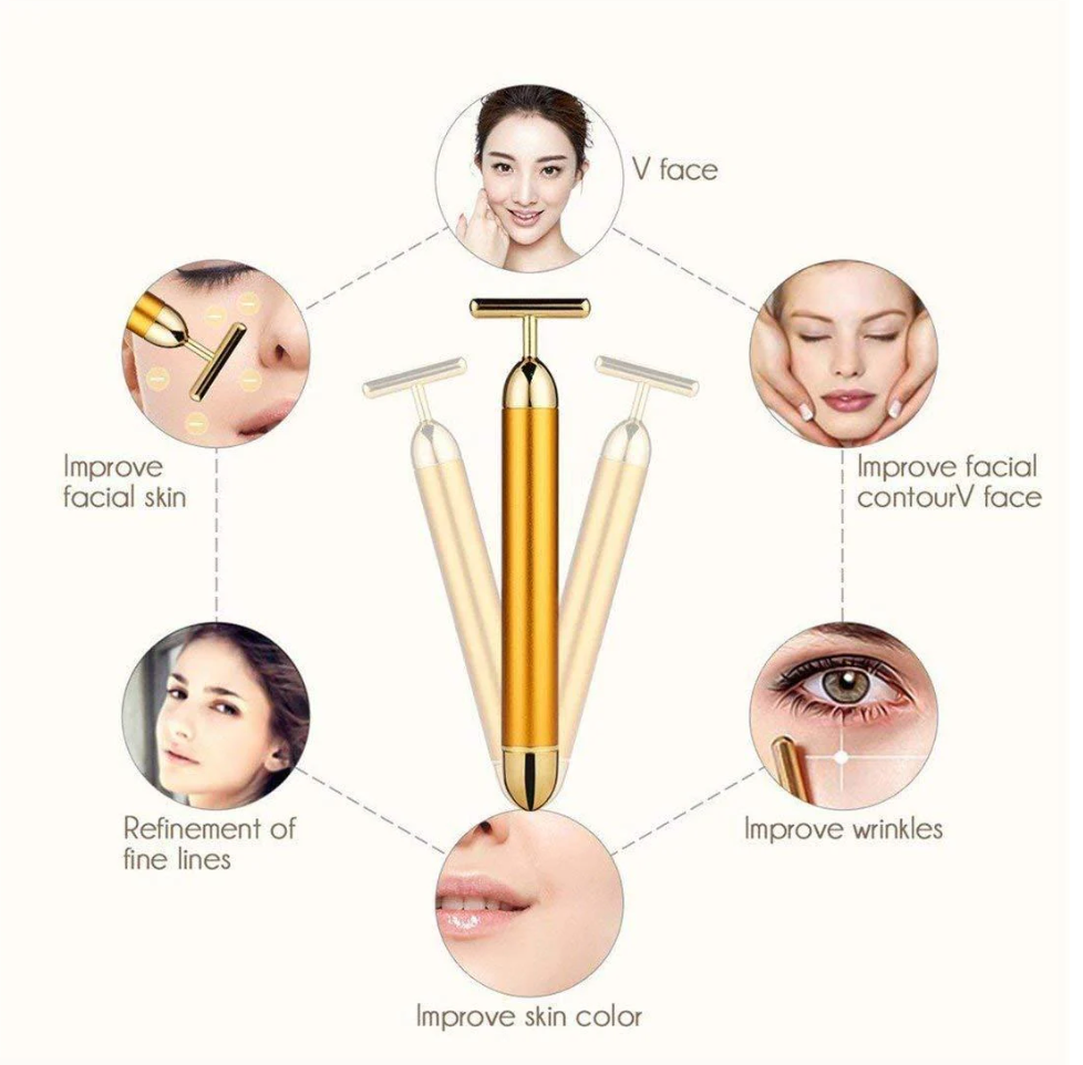 24K Gold Energy Beauty Bar Electric Facial Massage Roller
