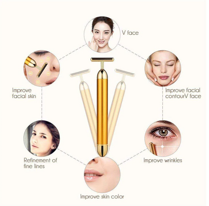 24K Gold Energy Beauty Bar Electric Facial Massage Roller
