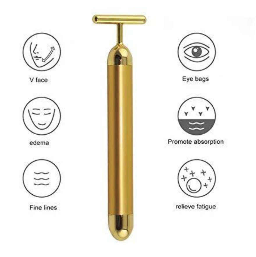 24K Gold Energy Beauty Bar Electric Facial Massage Roller